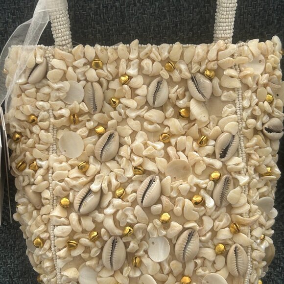 Seashell Beaded Mini Tote Bag Tik Tok Viral Handcrafted in India NWT - Picture 4 of 5